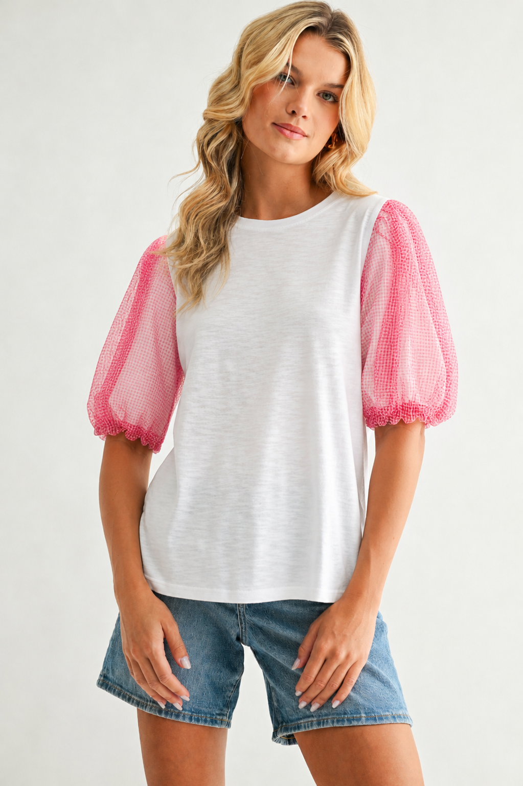 Randi Cotton Top with Chiffon