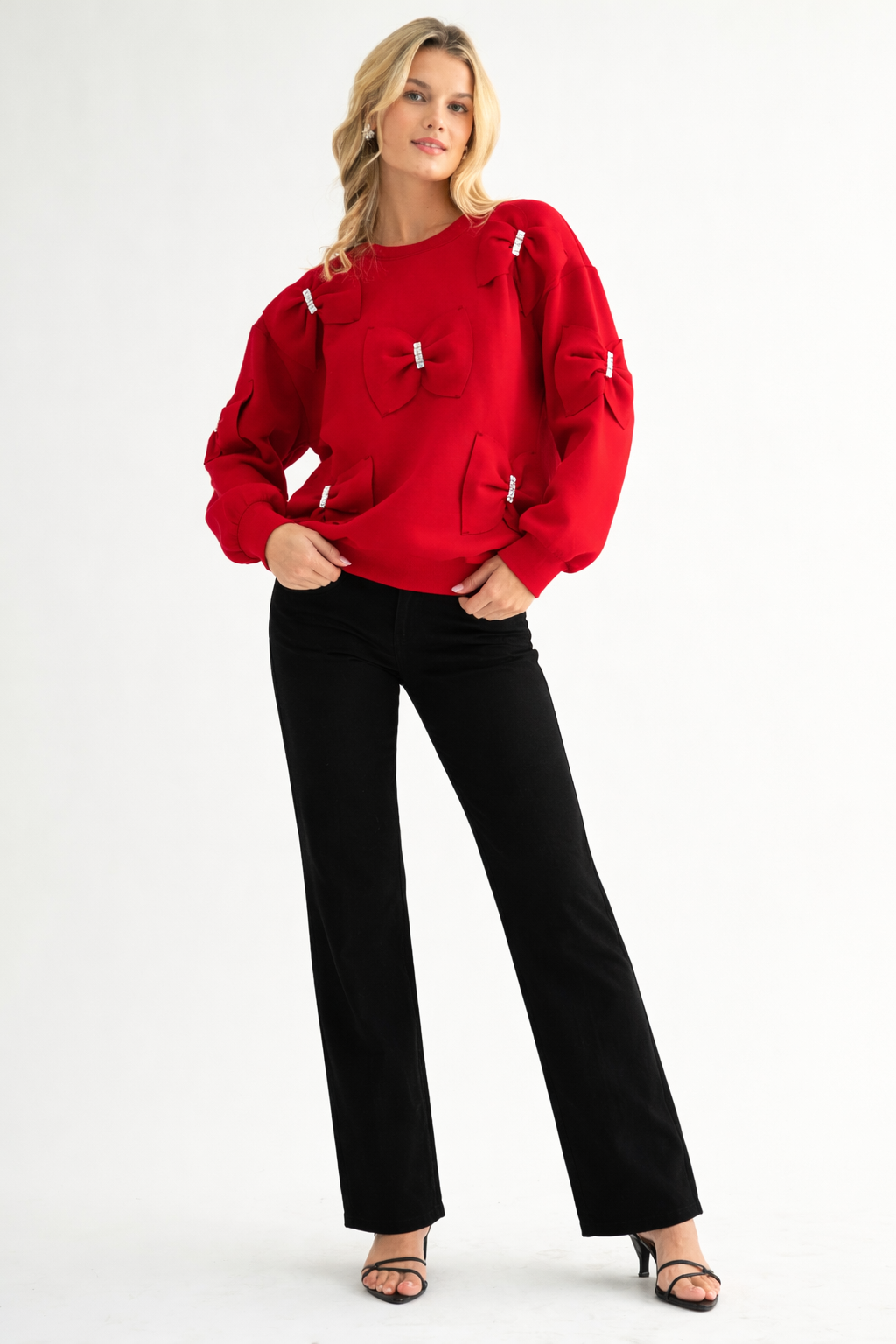 Fiora Stretch French Scuba Ribbon Bow Top