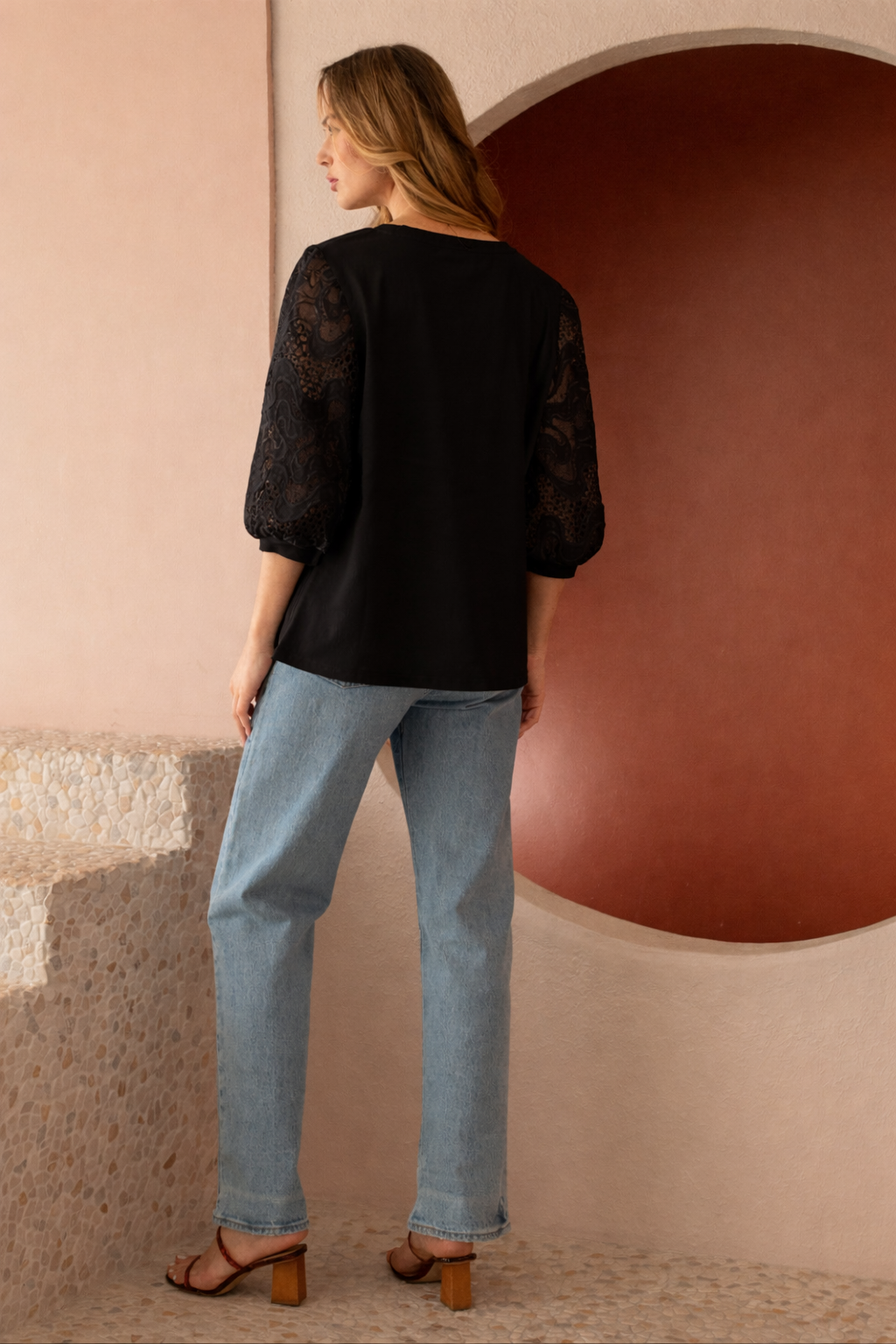 Ruth Pointe Knit Top with Lace