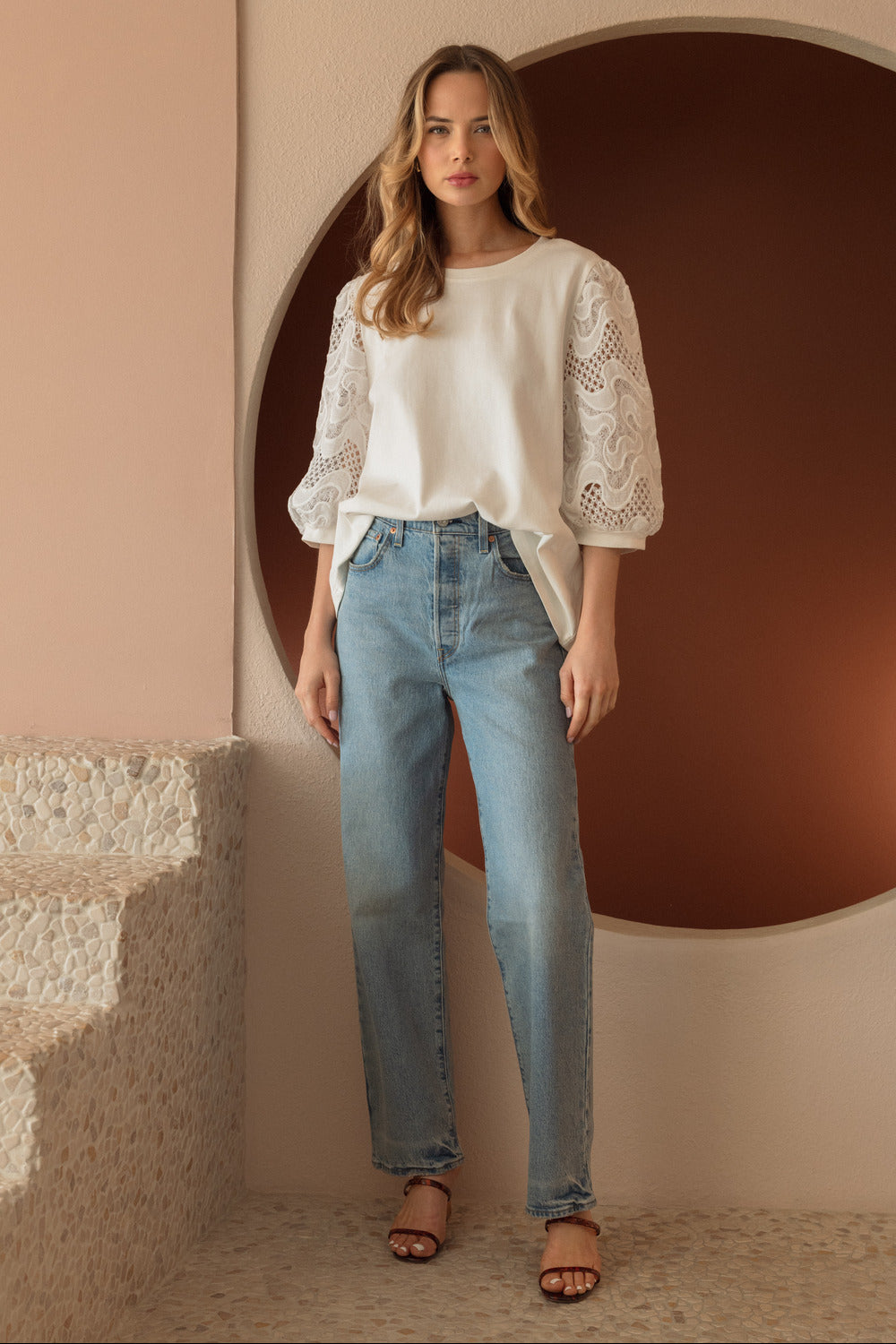 Ruth Pointe Knit Top with Lace