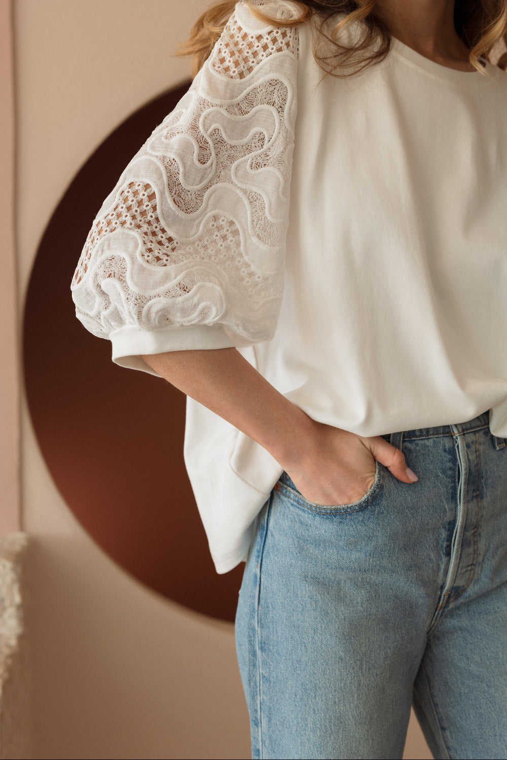 Ruth Pointe Knit Top with Lace