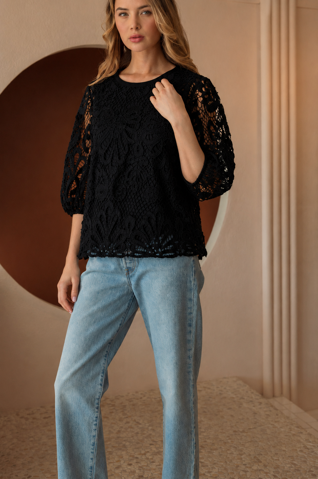 Lily Woven Lace Top