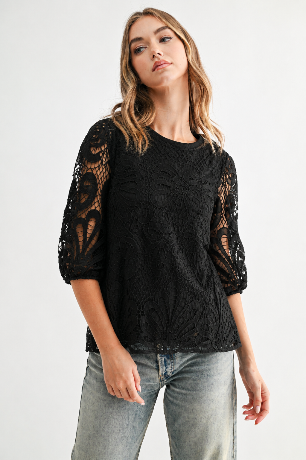Lily Woven Lace Top
