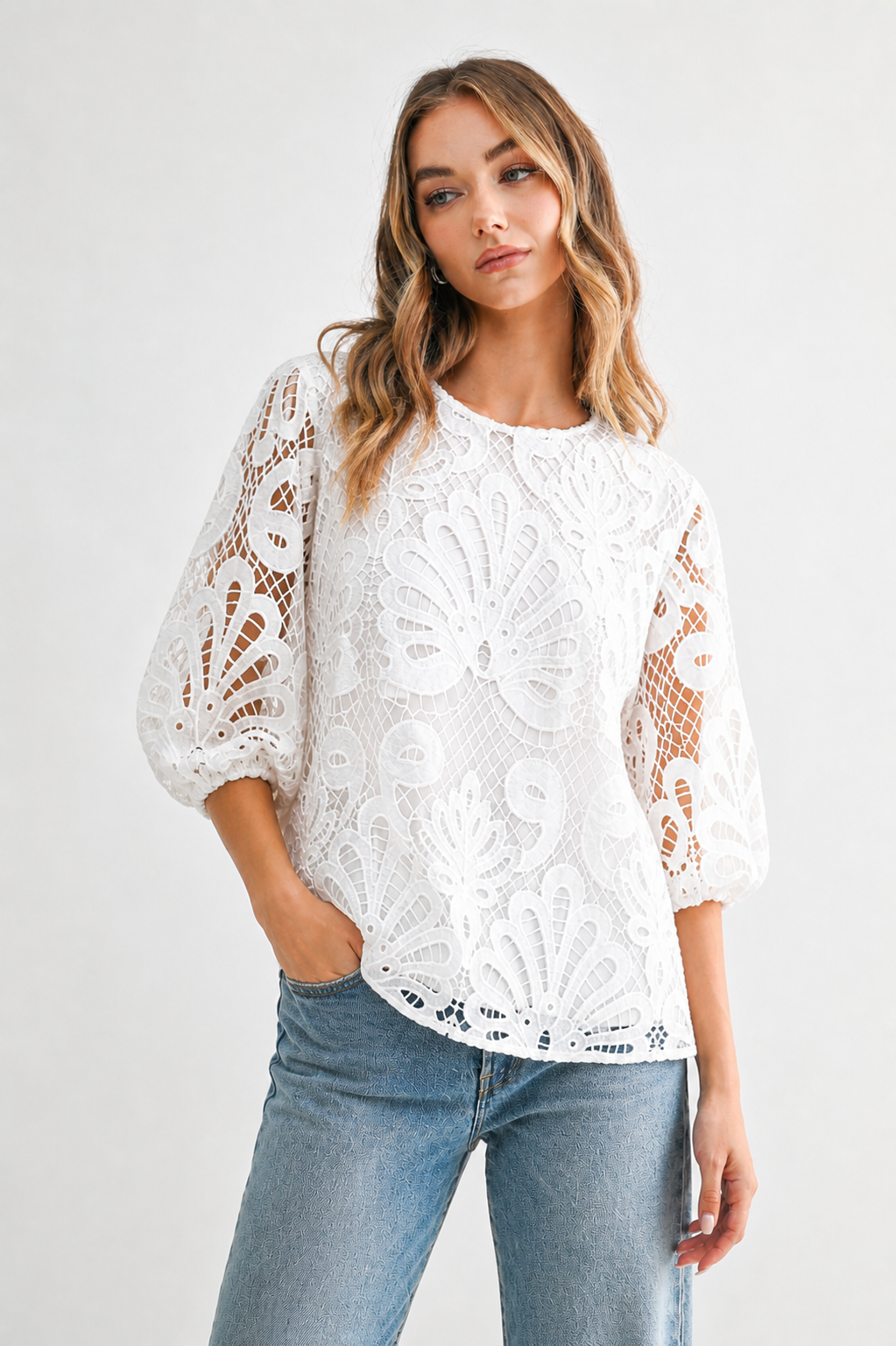 Lily Woven Lace Top