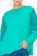 Load image into Gallery viewer, Rylee Pointe Knit Top with Lace