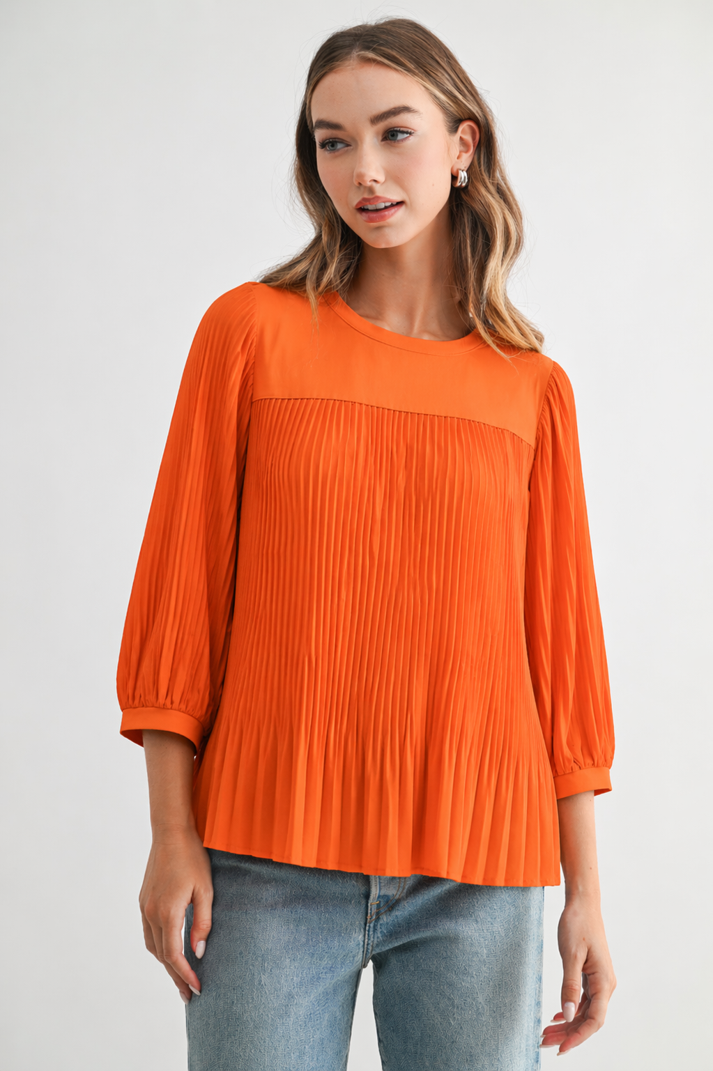Raelynn Top with Chiffon Pleating