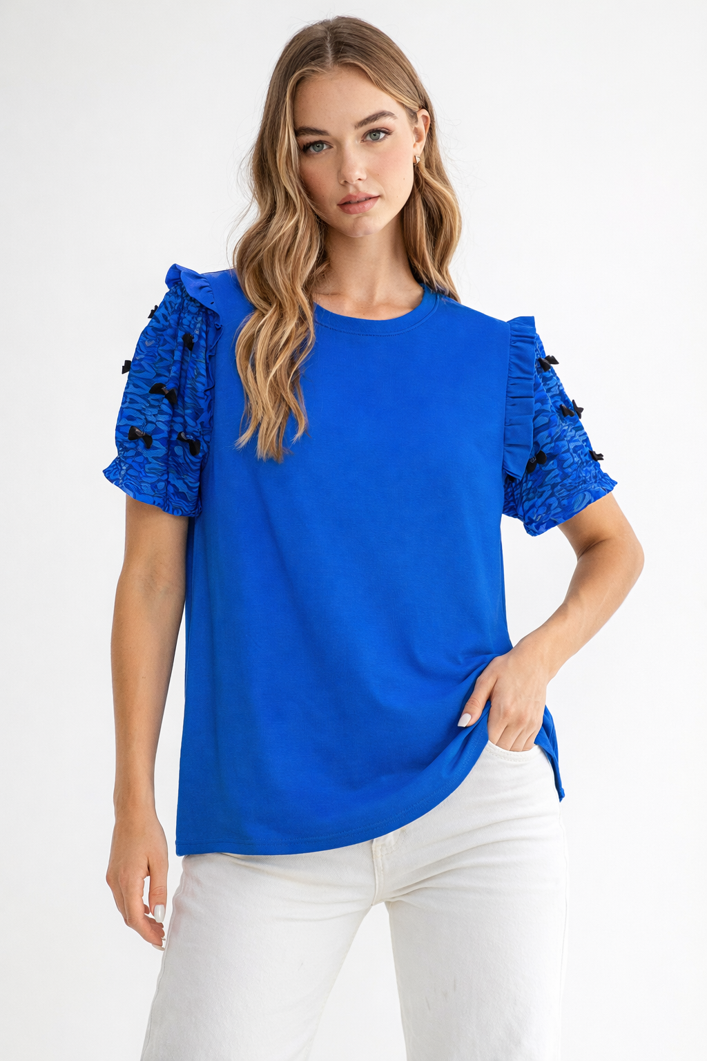 Rorie Pointe Knit Top with Ribbon Bows