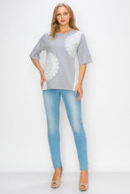 Load image into Gallery viewer, Roxi Pointe Knit Top with Lace Circled with Pearls