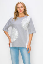 Load image into Gallery viewer, Roxi Pointe Knit Top with Lace Circled with Pearls