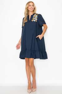 Wrenna Dress with Embroidered Flower Sparkles