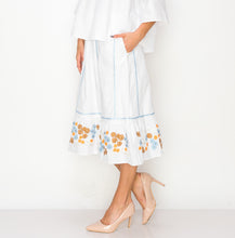 Load image into Gallery viewer, Wynne Cotton Poplin Skirt with Embroidery &amp; Sparkles