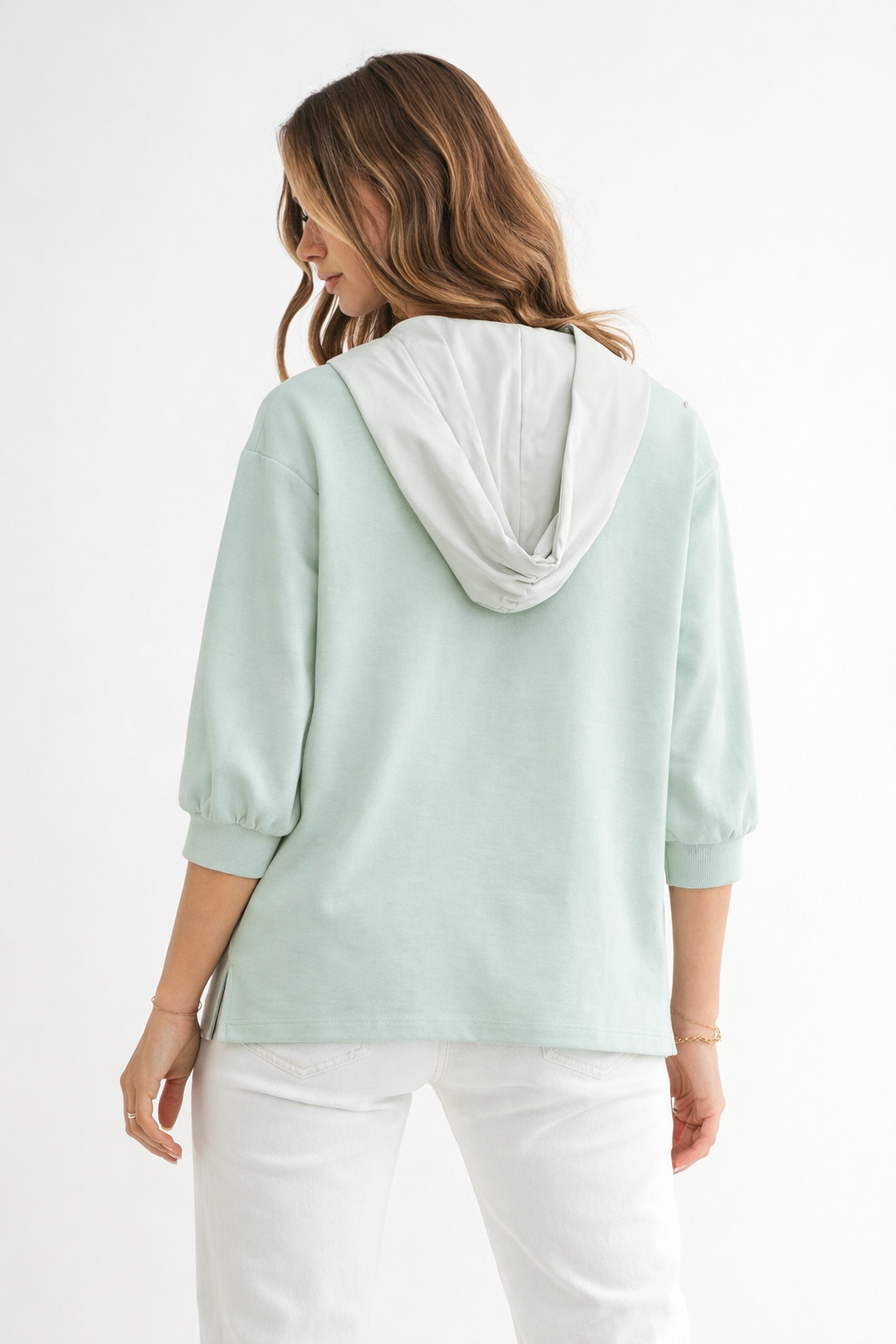 Karnie Prima Cotton Knit Top with Sparkling Studs & Detachable Hoodie