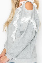Load image into Gallery viewer, Kylie Prima Cotton Top with One-Side Open Shoulder Lace