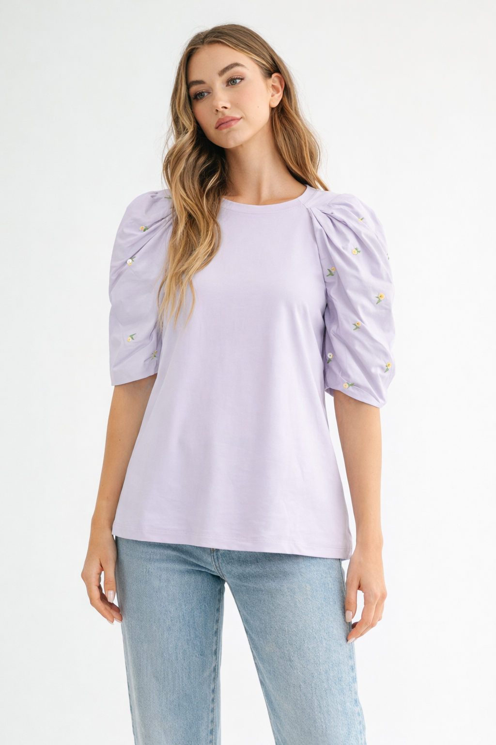 Runa Pointe Knit Top with Embroidered Summer Flowers