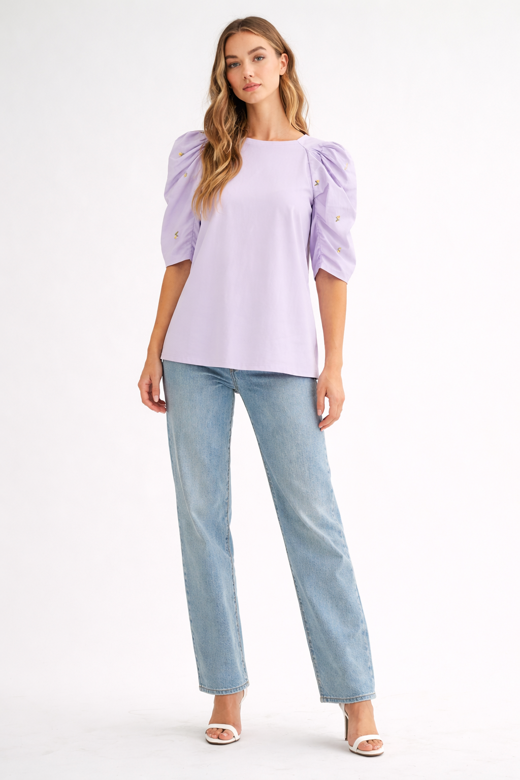 Runa Pointe Knit Top with Embroidered Summer Flowers