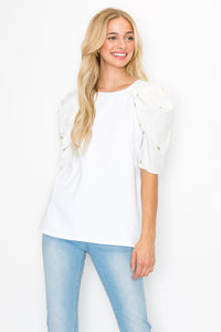 Runa Pointe Knit Top with Embroidered Summer Flowers