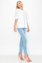 Load image into Gallery viewer, Runa Pointe Knit Top with Embroidered Summer Flowers