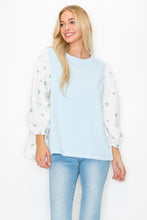 Load image into Gallery viewer, Robin Pointe Knit Top with Embroidered Summer Flowers