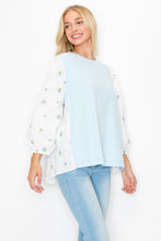 Load image into Gallery viewer, Robin Pointe Knit Top with Embroidered Summer Flowers