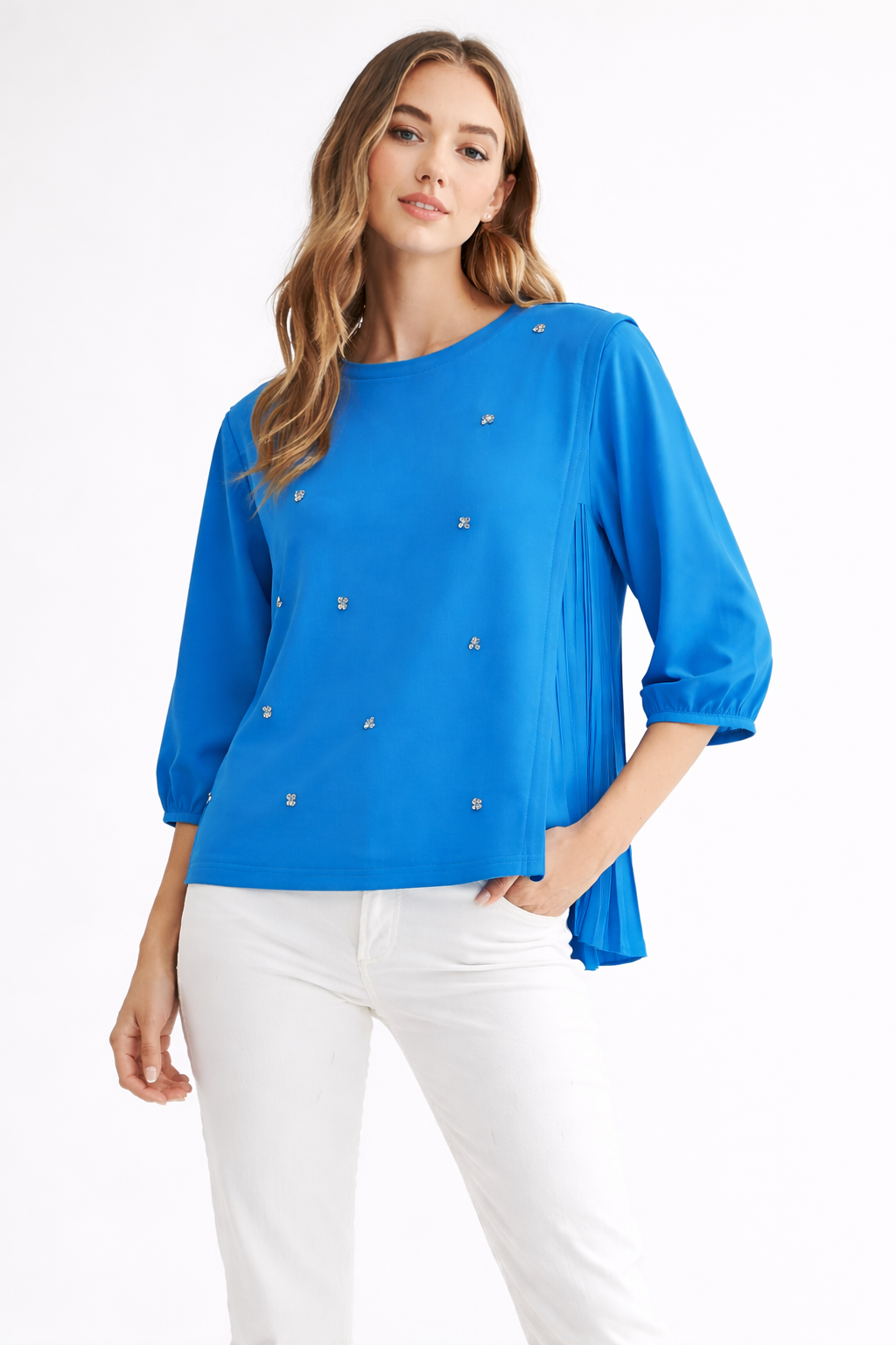 Rilynn Top with Pleating & Diamonds