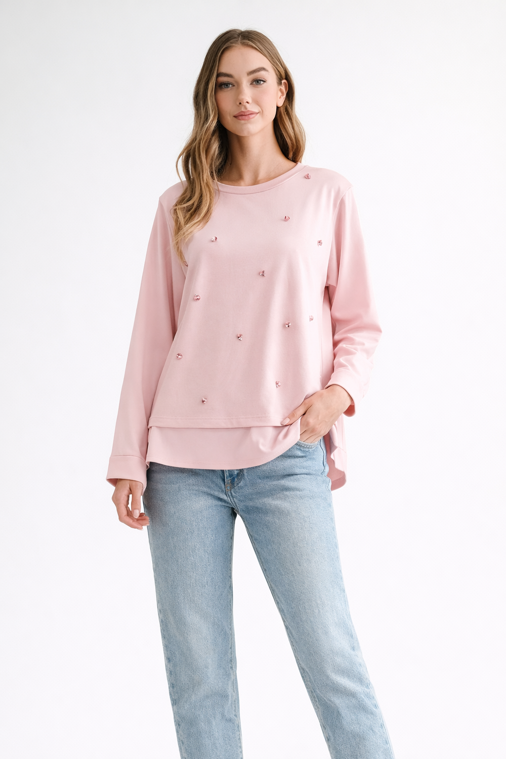 Rilynn Top with Pleating & Diamonds