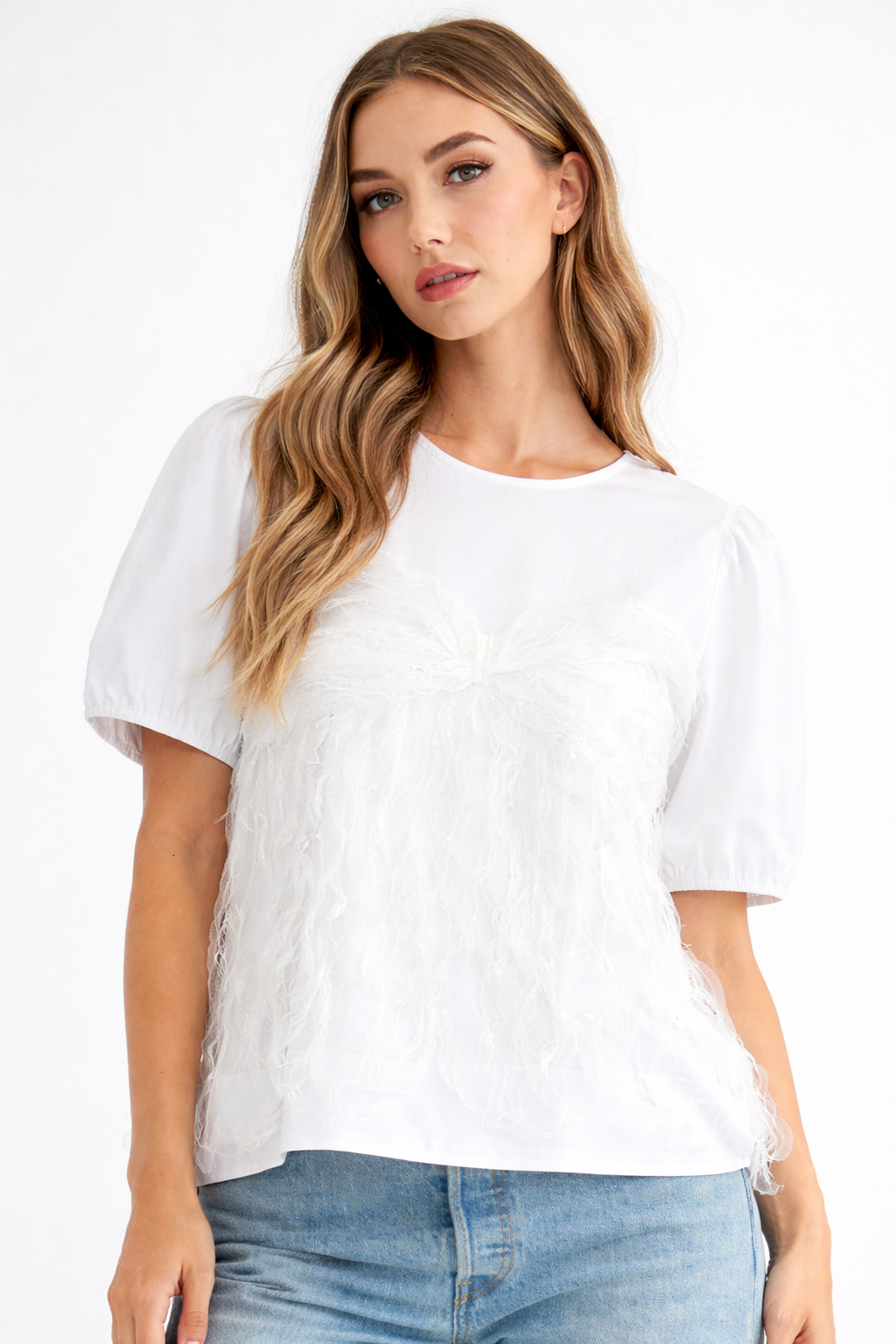 Reya Top with Front Textured Lace Mesh