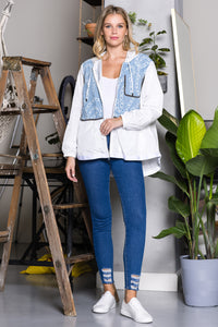 Joan Light Weight Jacket with Denim & Beading Trim