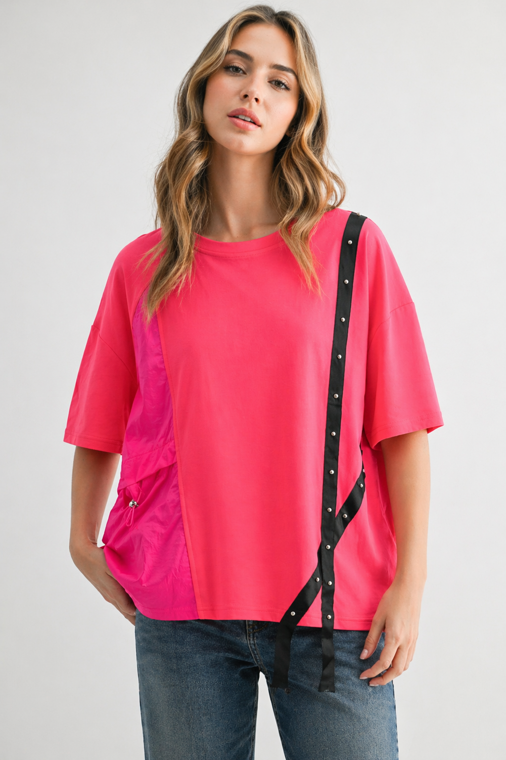 Rebecca Pointe Knit Top with Grosgrain Ribbon & Pearls