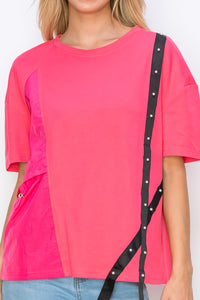 Rebecca Pointe Knit Top with Grosgrain Ribbon & Pearls