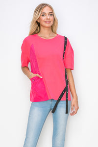 Rebecca Pointe Knit Top with Grosgrain Ribbon & Pearls