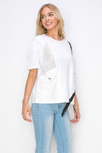 Rebecca Pointe Knit Top with Grosgrain Ribbon & Pearls