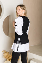Load image into Gallery viewer, Wanelle Top with Ruffled Sleeves &amp; Detachable Knitted Sweater Vest