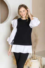 Load image into Gallery viewer, Wanelle Top with Ruffled Sleeves &amp; Detachable Knitted Sweater Vest
