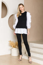 Load image into Gallery viewer, Wanelle Top with Ruffled Sleeves &amp; Detachable Knitted Sweater Vest