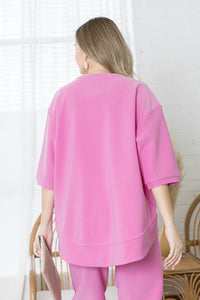 Karen Knit Crepe Top with Front Pocket
