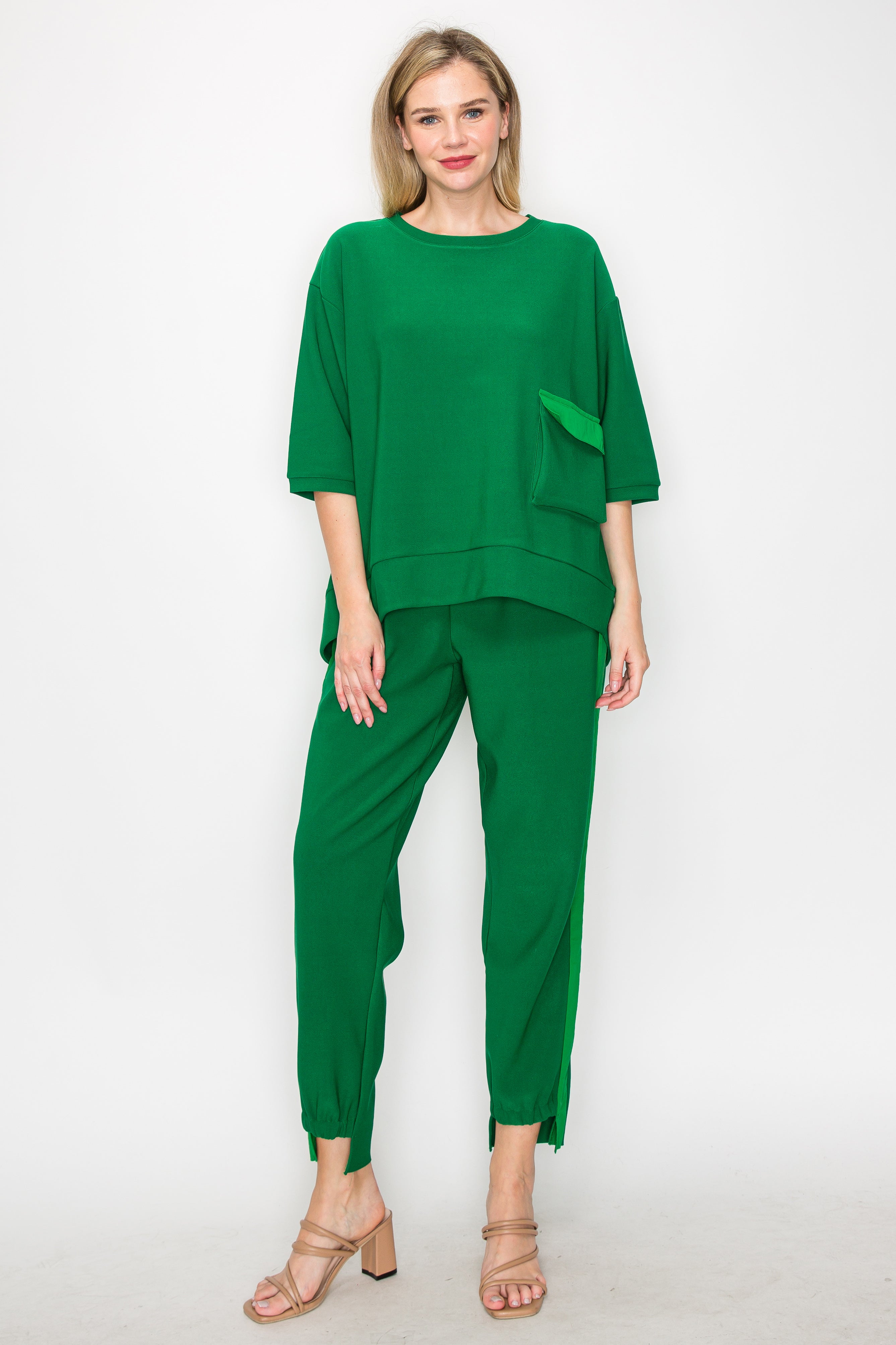 Karen Knit Crepe Top with Front Pocket