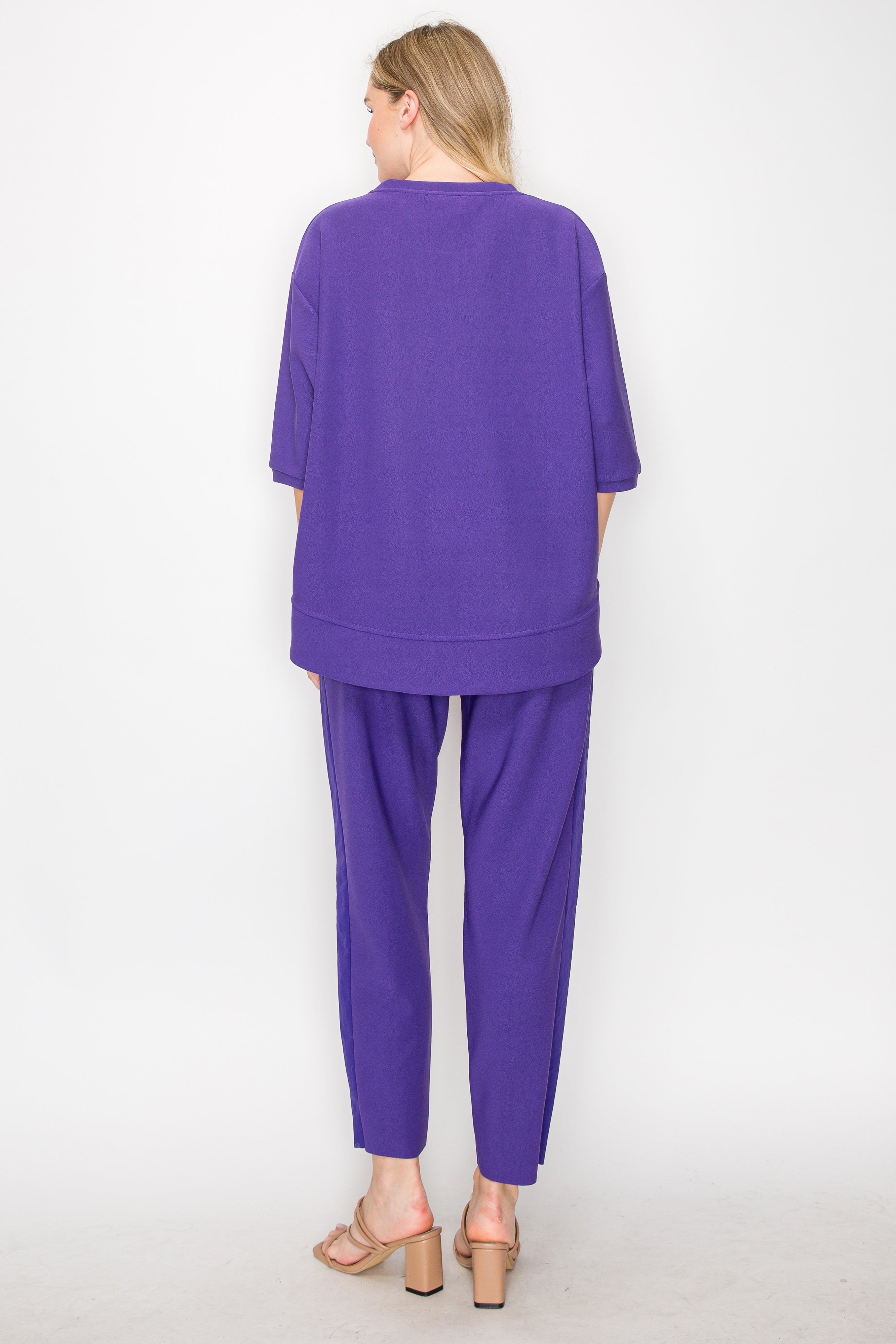 Karen Knit Crepe Top with Front Pocket