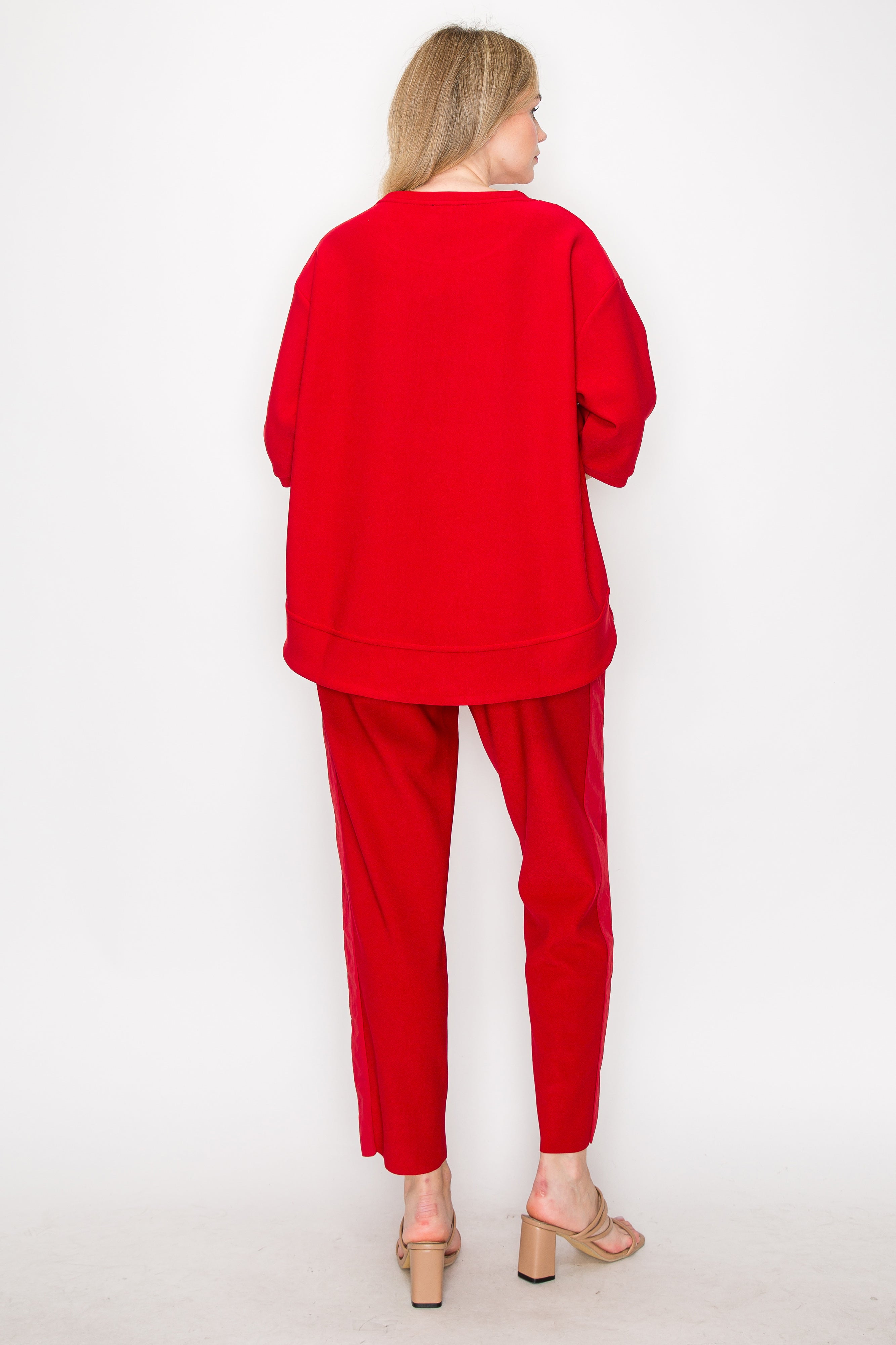 Karen Knit Crepe Top with Front Pocket