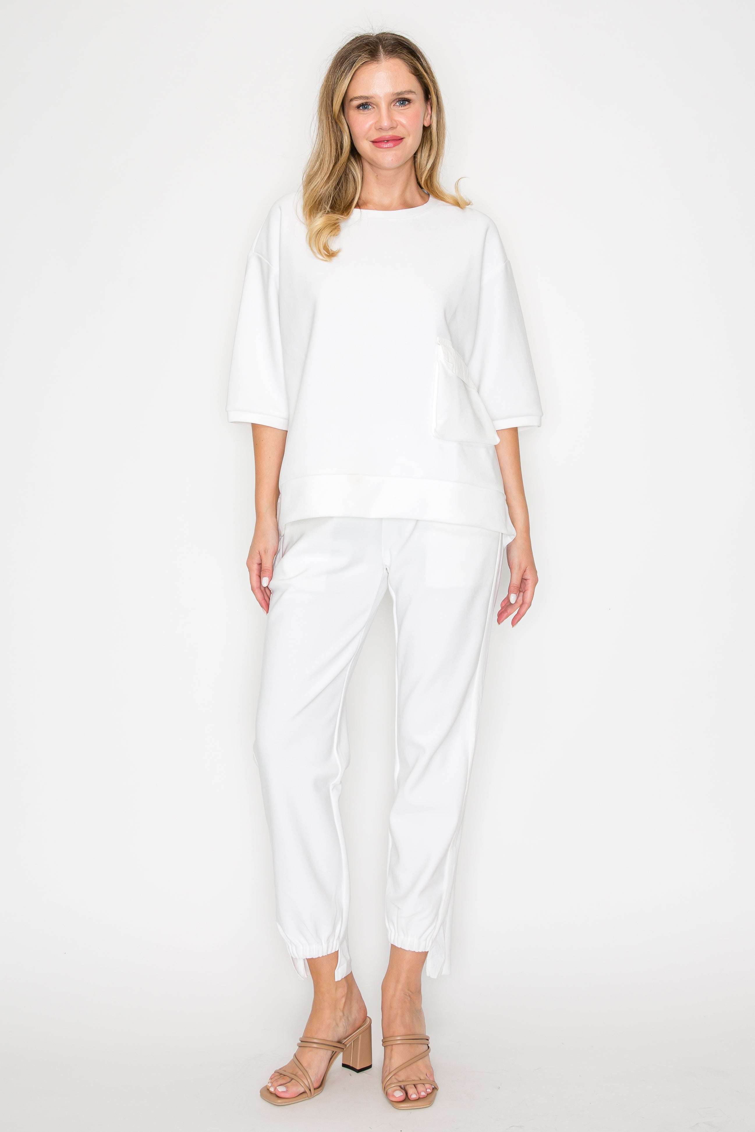 Karen Knit Crepe Top with Front Pocket