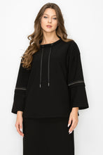 Load image into Gallery viewer, Kayla Crepe Knit Top with Beading Trim