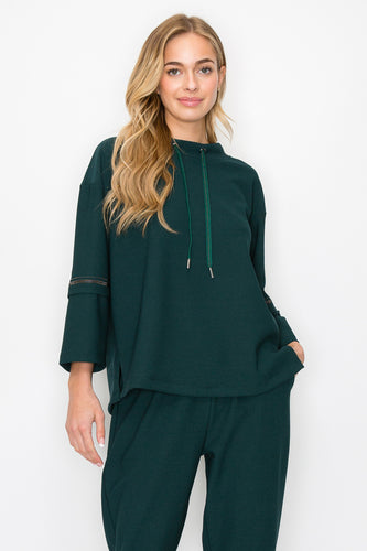 Kayla Crepe Knit Top with Beading Trim