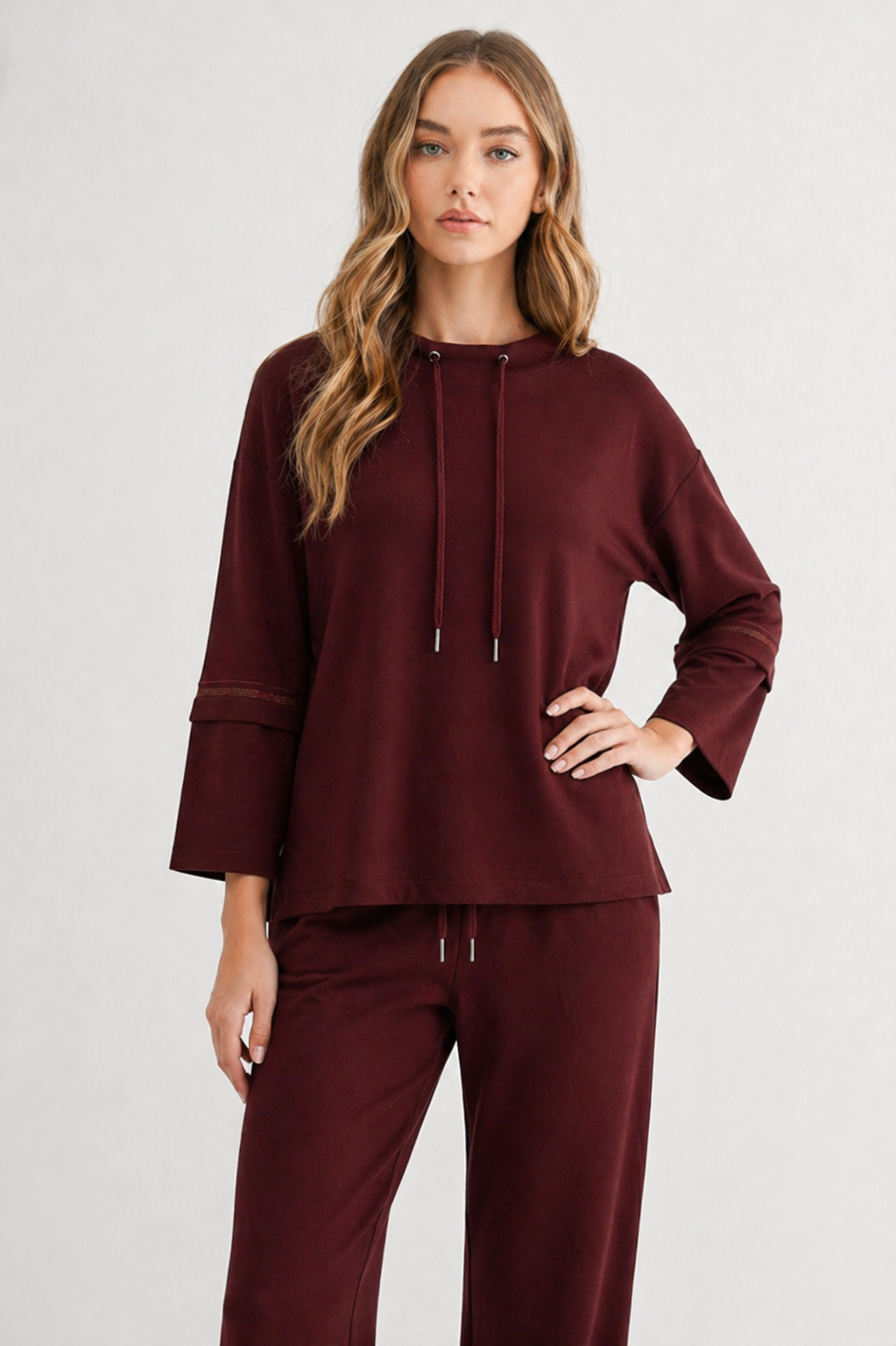 Kayla Crepe Knit Top with Beading Trim