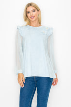 Load image into Gallery viewer, Anastasia Stretch Suede Top with Detachable Flowers