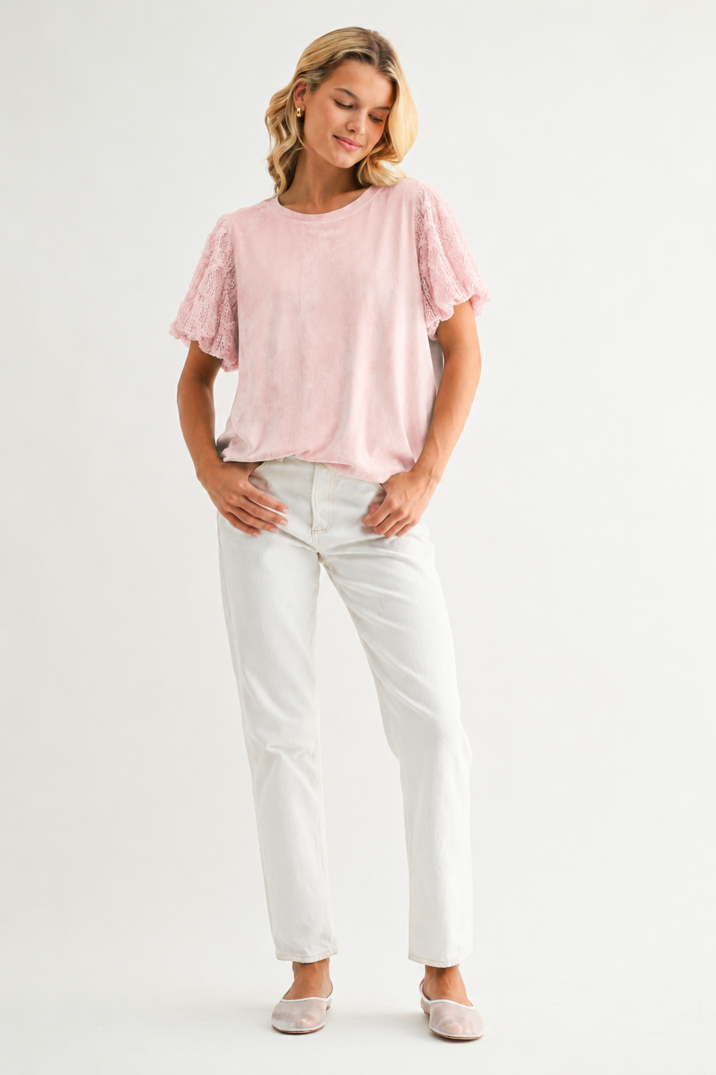 Adelle Stretch Suede Top with Lace