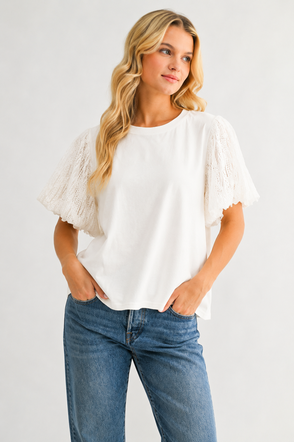 Adelle Stretch Suede Top with Lace