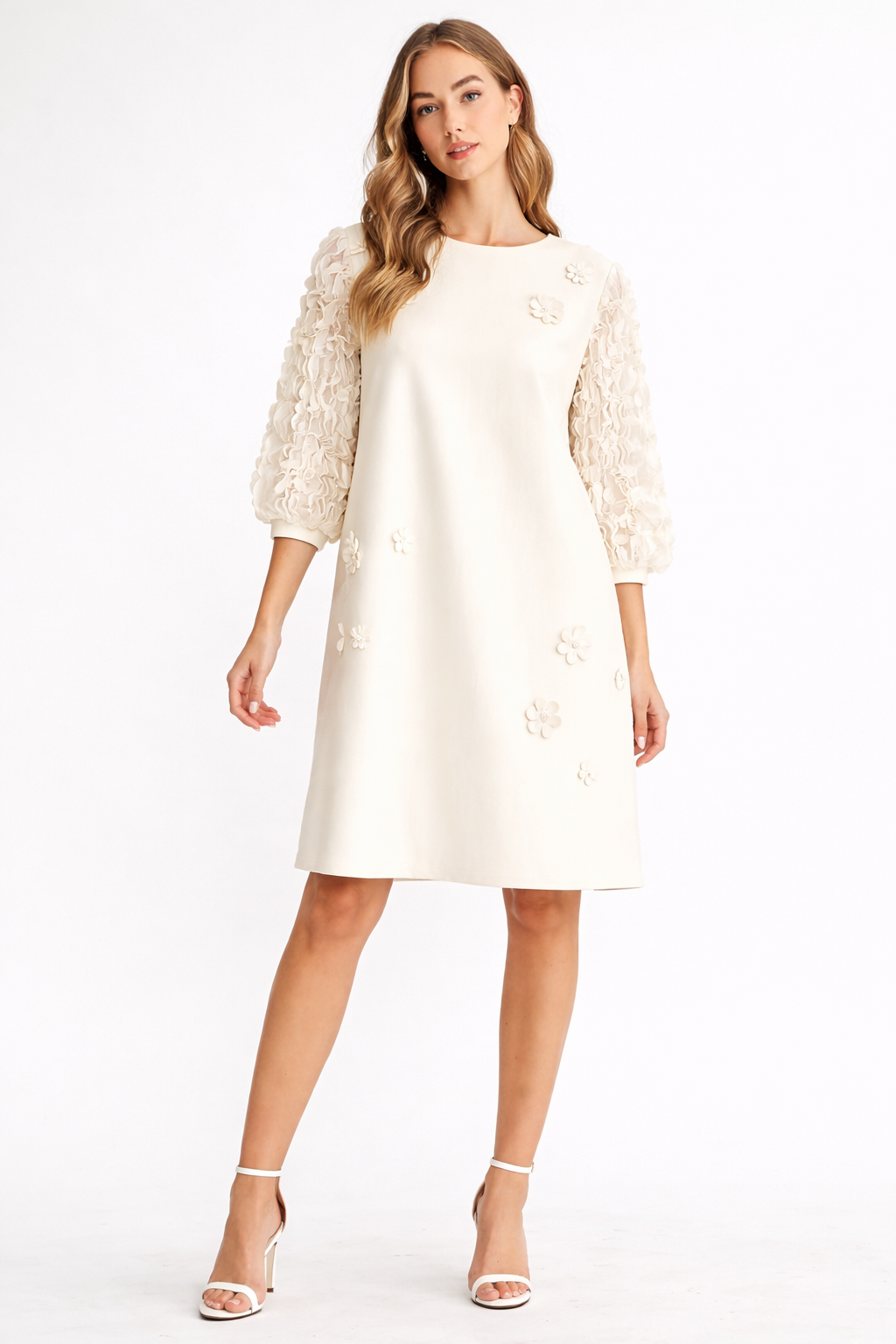 Ariana Stretch Suede Dress with Flowers & Lace