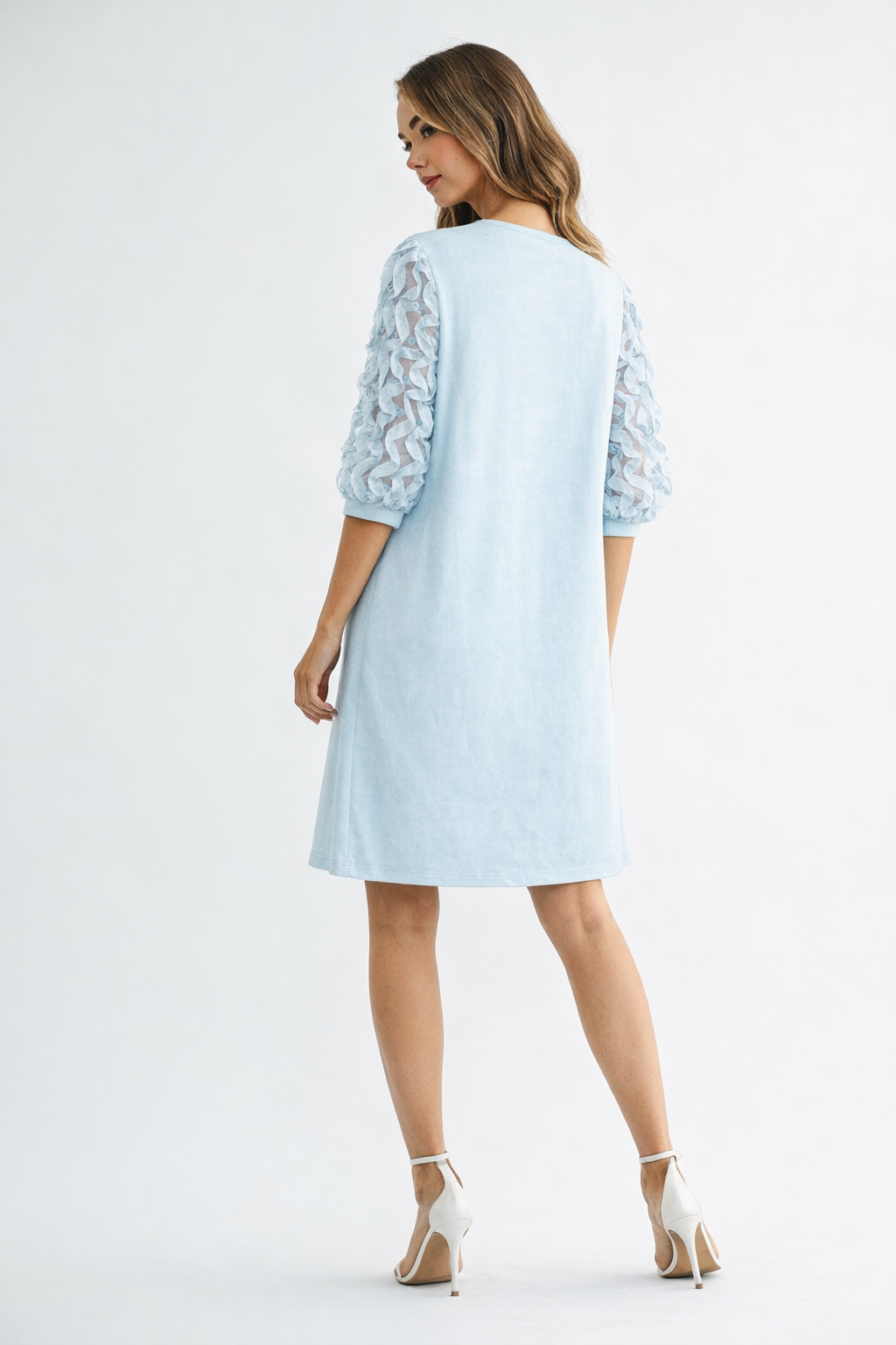 Ariana Stretch Suede Dress with Flowers & Lace