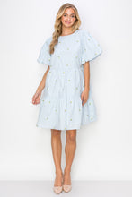 Load image into Gallery viewer, Weslee Cotton Poplin Dress with Embroidered Summer Flowers