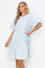Load image into Gallery viewer, Weslee Cotton Poplin Dress with Embroidered Summer Flowers