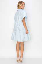 Load image into Gallery viewer, Weslee Cotton Poplin Dress with Embroidered Summer Flowers